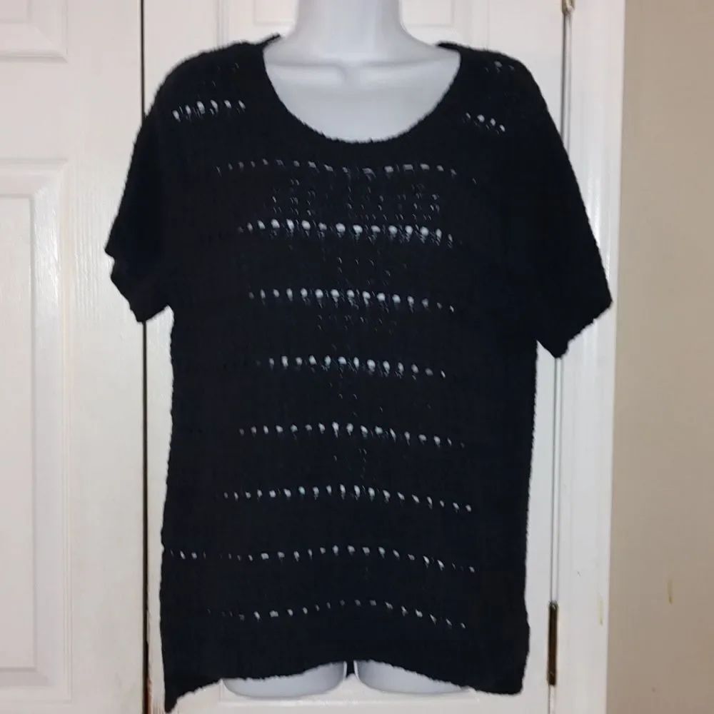 Ann Taylor Navy short sleeve cable knit sweater  Sz XL